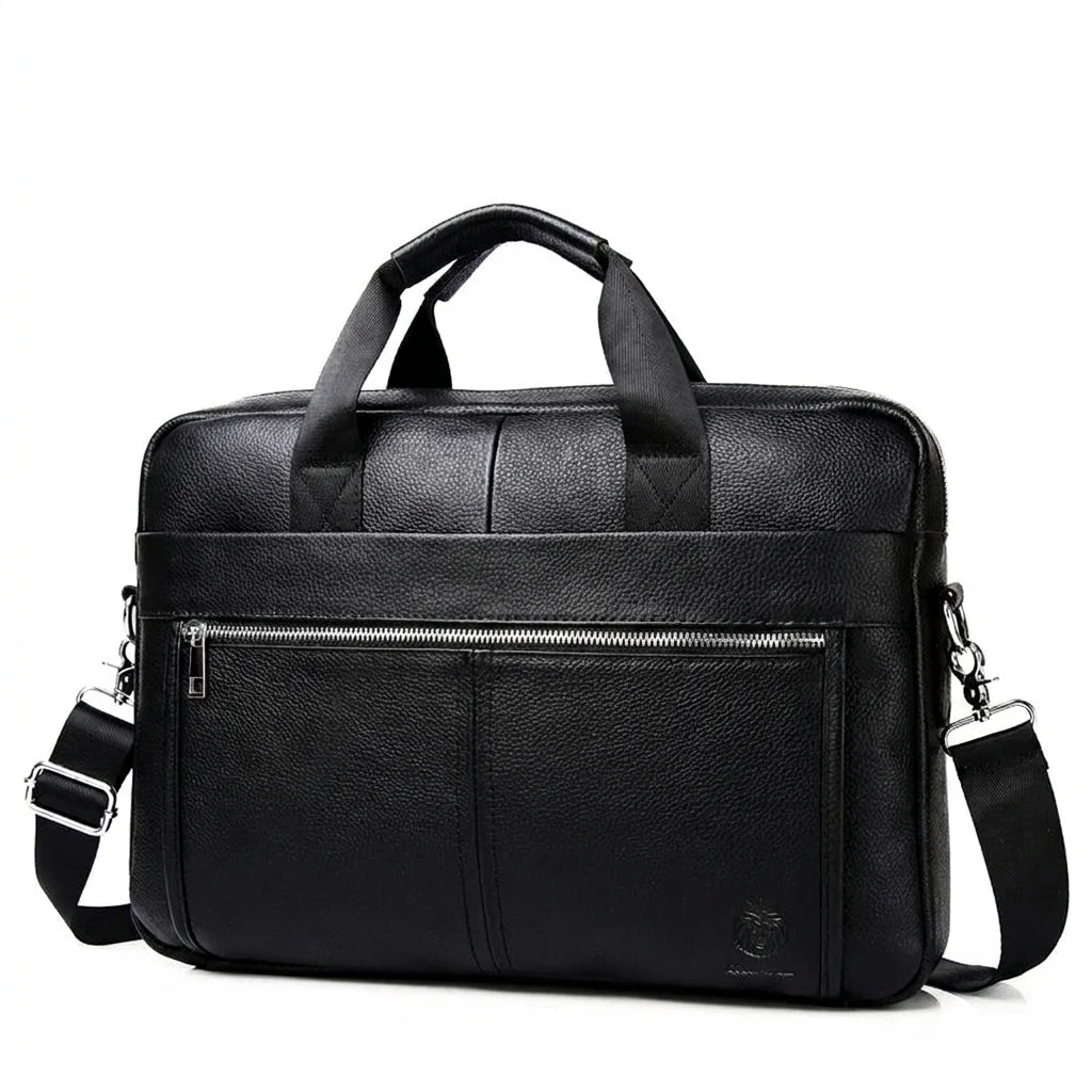 Collection Sacs de travail et sacoches homme — porte-documents en cuir noir sur fond blanc Image
