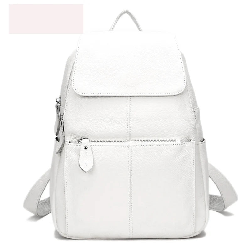 Montauban, sac à dos en cuir véritable, blanc et noir, vue produit 8 (8 sur 20)