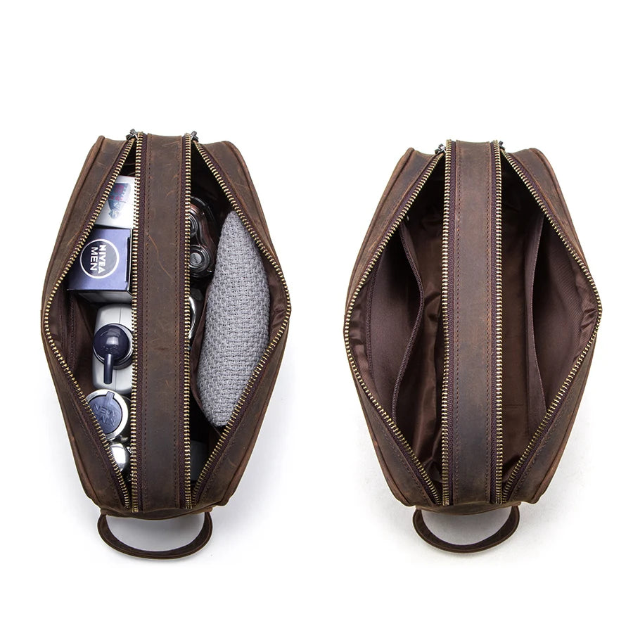 Savigny-sur-Orge, trousse de toilette en cuir véritable, vue produit 2 (2 sur 8)