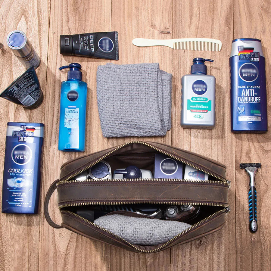 Savigny-sur-Orge, trousse de toilette en cuir véritable, vue produit 5 (5 sur 8)