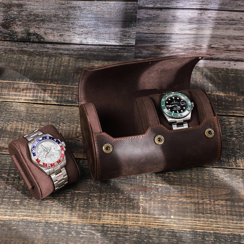 Paris, boîtier à montres en cuir véritable, ligne vintage, vue produit 3 (3 sur 10)
