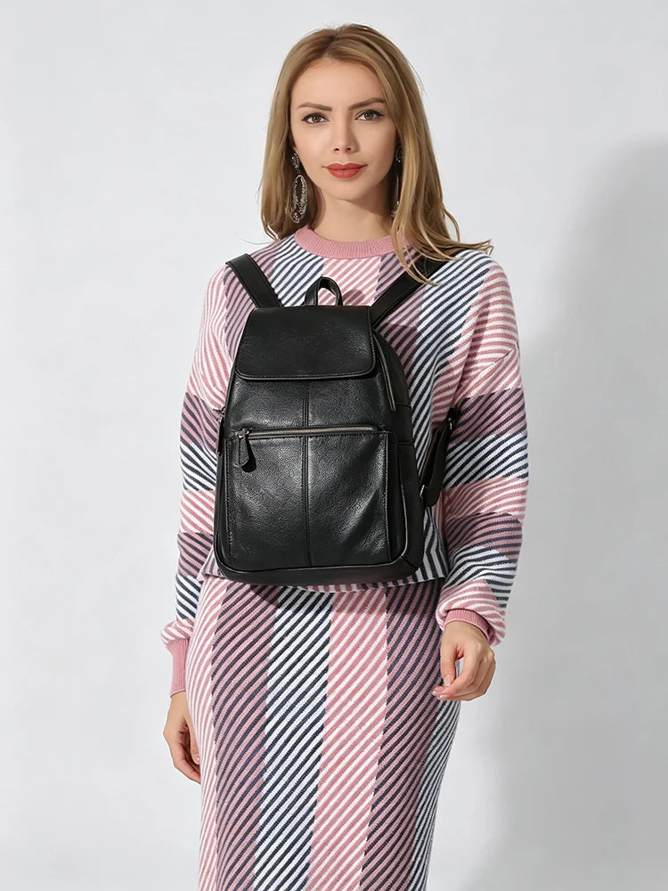 Montauban, sac à dos en cuir véritable, blanc et noir, vue produit 2 (2 sur 20)