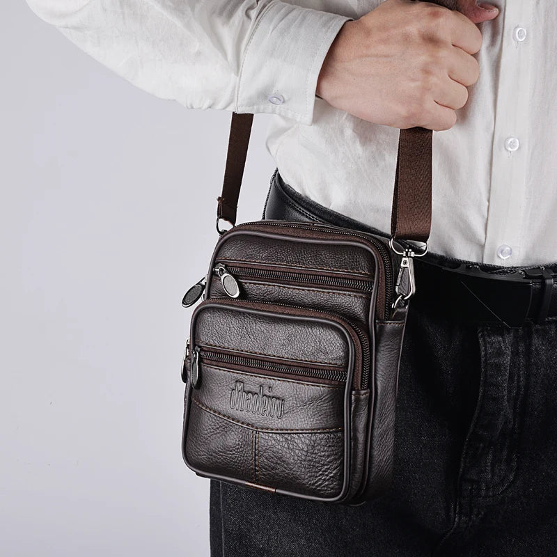Asnières-sur-Seine, pochette bandoulière zippée en cuir véritable, vue produit 3 (3 sur 6)