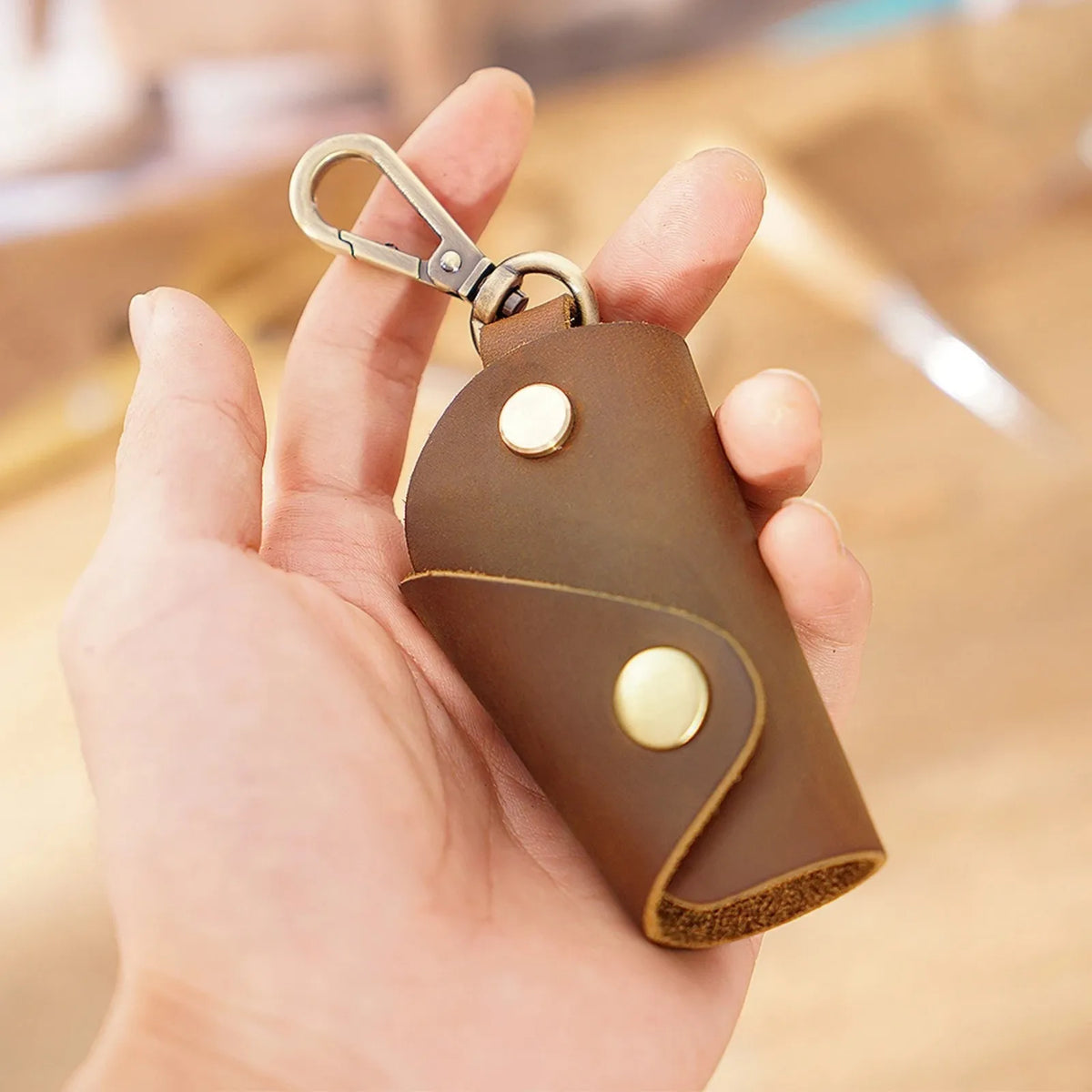 Amiens, étui porte-clés vintage en cuir véritable, vue produit 4 (4 sur 12)