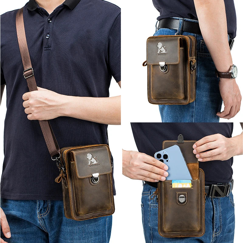 Saint-Laurent-du-Maroni, sac banane ceinture en cuir crazy horse, téléphone, vue produit 3 (3 sur 8)