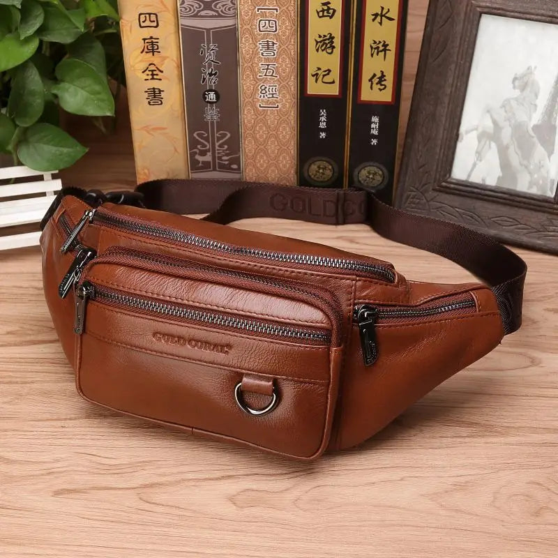 Bayonne, sac banane en cuir véritable, 22 cm, sangle 110 cm, photo principale (1 sur 9)