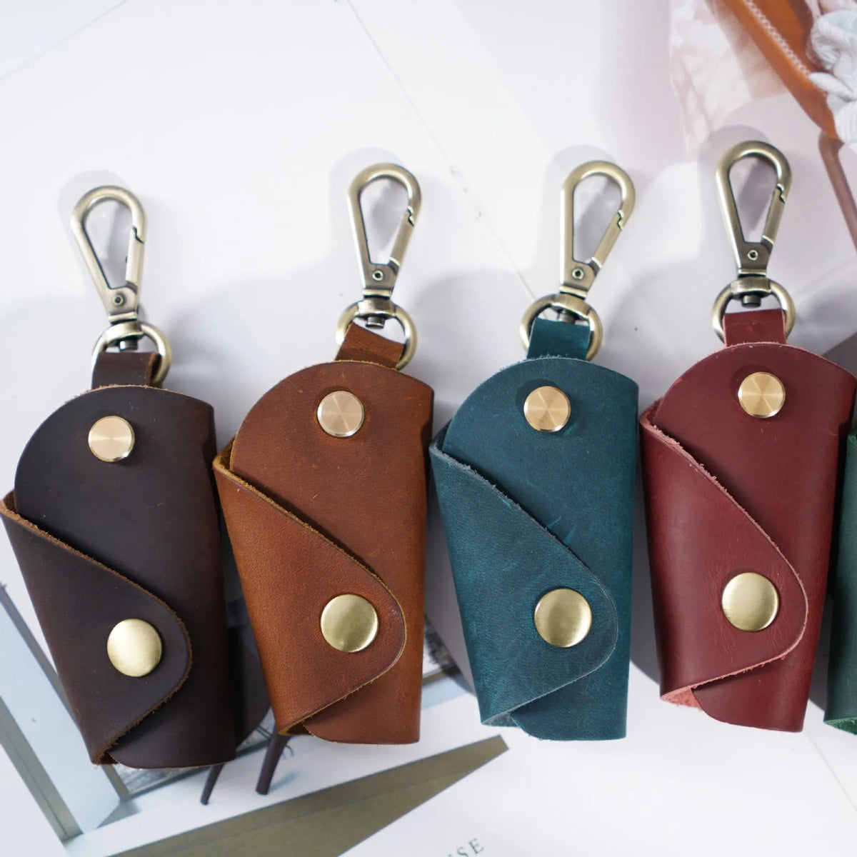 Amiens, étui porte-clés vintage en cuir véritable, vue produit 3 (3 sur 12)