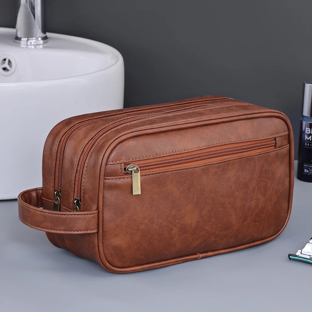 Échirolles, trousse de toilette simili cuir, double couche, vue produit 7 (7 sur 9)