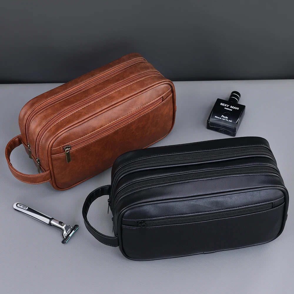 Échirolles, trousse de toilette simili cuir, double couche, vue produit 5 (5 sur 9)