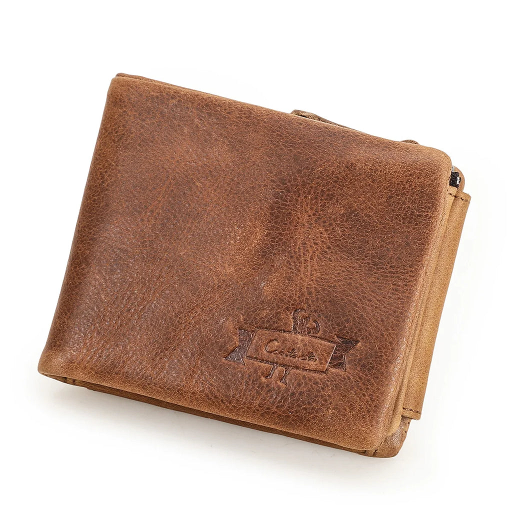 Cannes, portefeuille en cuir crazy horse, trois volets, vue produit 2 (2 sur 9)