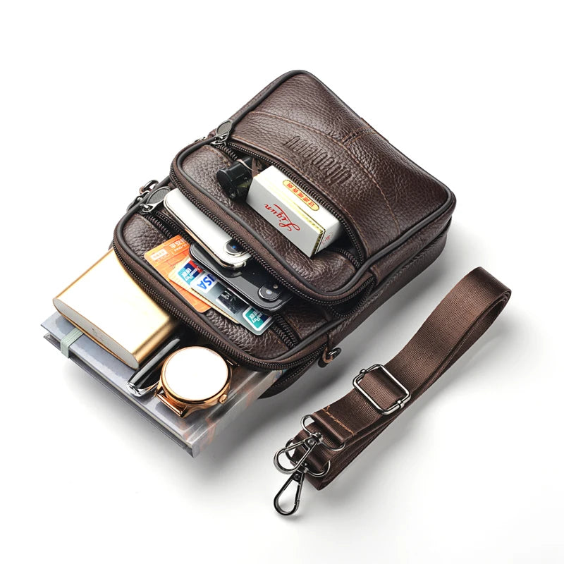 Asnières-sur-Seine, pochette bandoulière zippée en cuir véritable, vue produit 2 (2 sur 6)