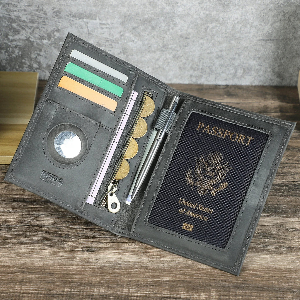 Issy-les-Moulineaux, portefeuille passeport en cuir véritable, porte-cartes, vue produit 11 (11 sur 12)