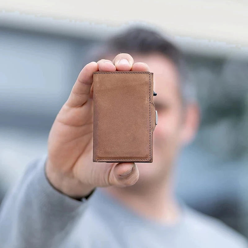 Saint-Pierre, porte-cartes pop-up en cuir véritable, blocage rfid, vue produit 6 (6 sur 10)