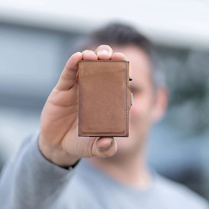 Saint-Pierre, porte-cartes pop-up en cuir véritable, blocage rfid, vue produit 6 (6 sur 10)