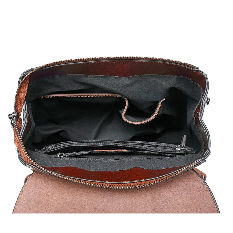 Valence, sac à dos bandoulière en cuir véritable, vue produit 6 (6 sur 10)