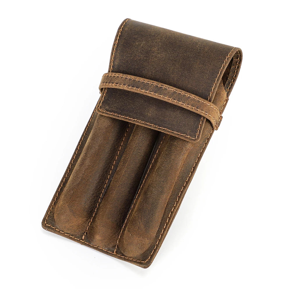 Antibes, porte-stylo en cuir de vache fait main, 1 à 3 stylos, vue produit 8 (8 sur 9)