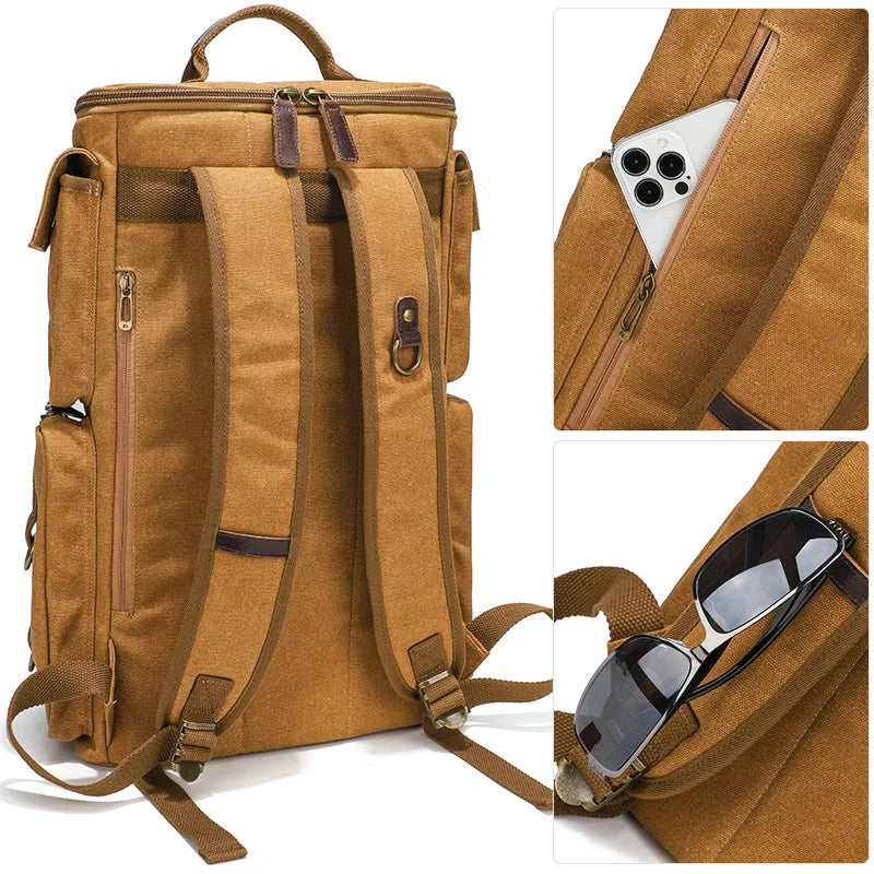 Antony, sac à dos en toile cirée et cuir, ligne vintage, vue produit 3 (3 sur 9)
