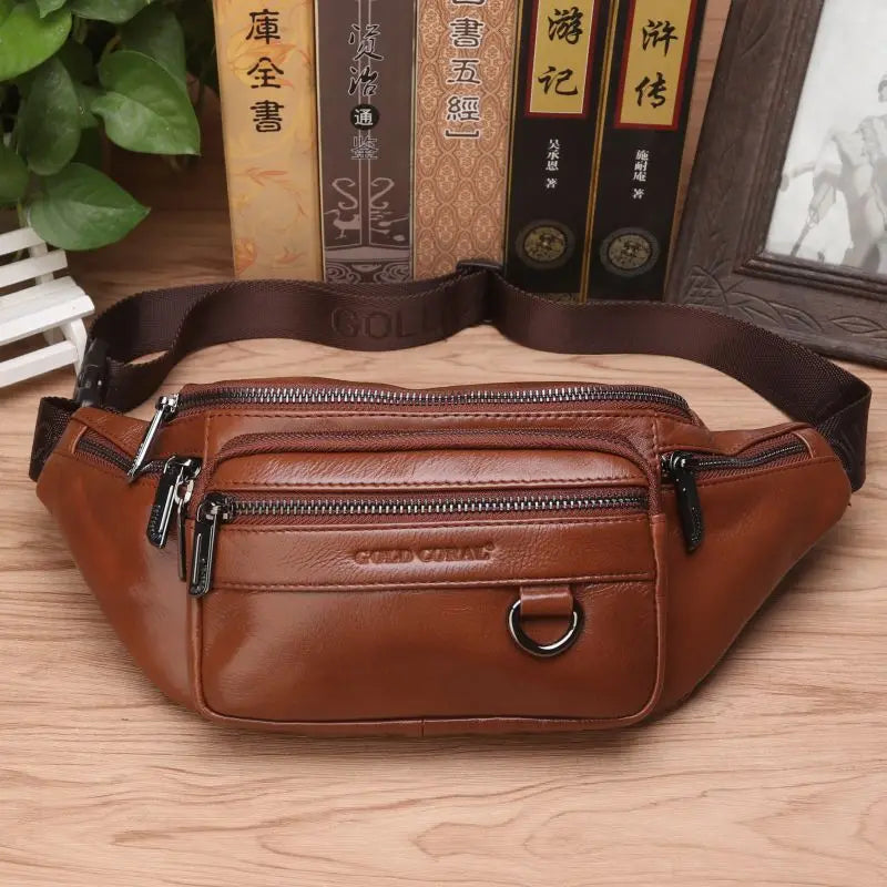 Bayonne, sac banane en cuir véritable, 22 cm, sangle 110 cm, vue produit 4 (4 sur 9)