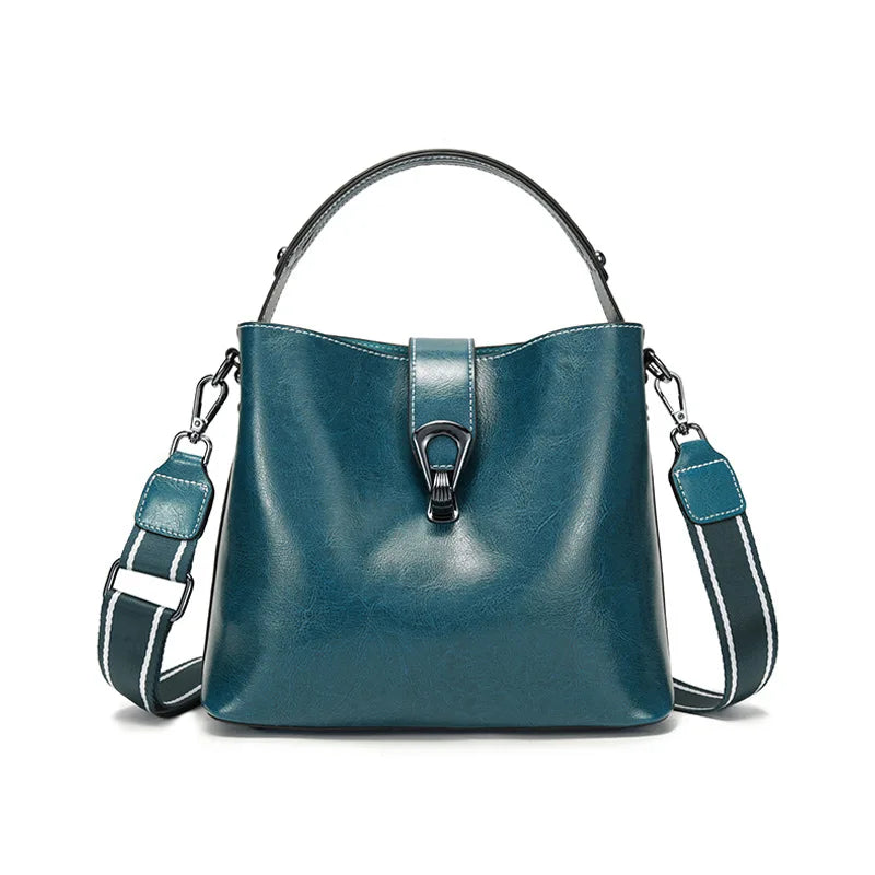 Rezé, sac seau en cuir véritable ciré à l'huile, vue produit 3 (3 sur 12)