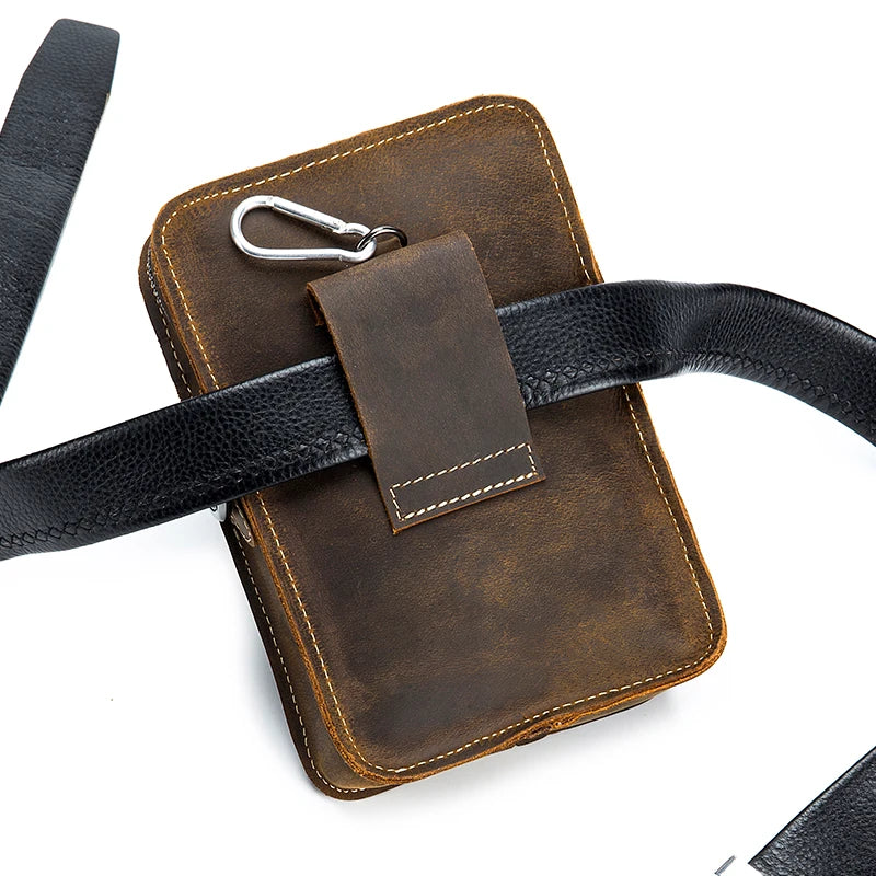 Saint-Laurent-du-Maroni, sac banane ceinture en cuir crazy horse, téléphone, vue produit 6 (6 sur 8)
