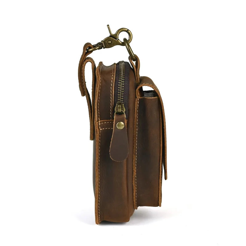 Saint-Herblain, sac banane en cuir pleine fleur, boucle métal, vue produit 5 (5 sur 7)