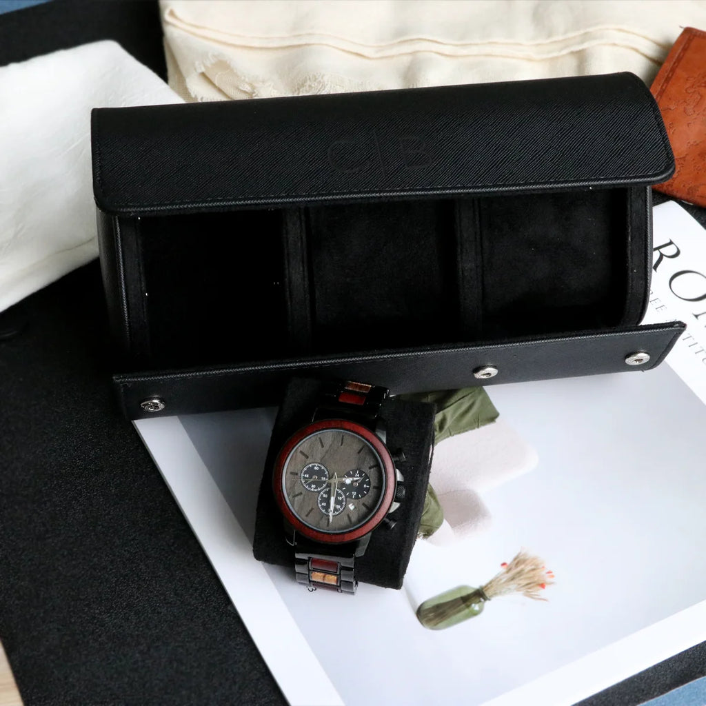 Ivry-sur-Seine, rouleau à montres simili cuir, logo personnalisable, vue produit 5 (5 sur 12)