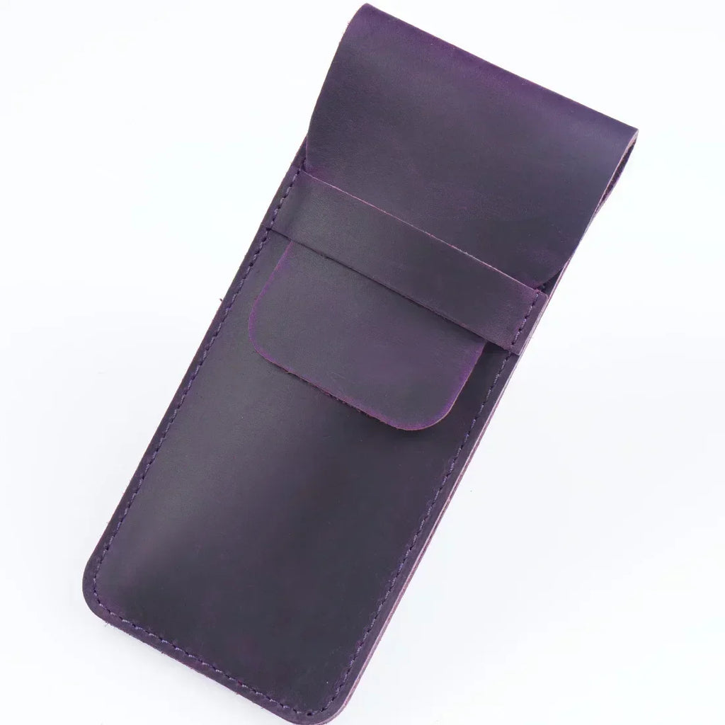 Saint-Maur-des-Fossés, porte-stylo plume en cuir véritable, fait main, vue produit 7 (7 sur 20)