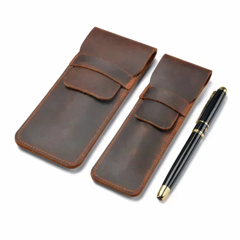 Saint-Maur-des-Fossés, porte-stylo plume en cuir véritable, fait main, photo principale (1 sur 20)