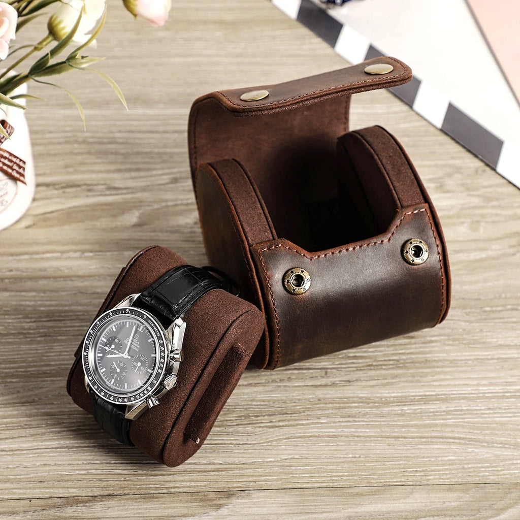 Paris, boîtier à montres en cuir véritable, ligne vintage, vue produit 4 (4 sur 10)
