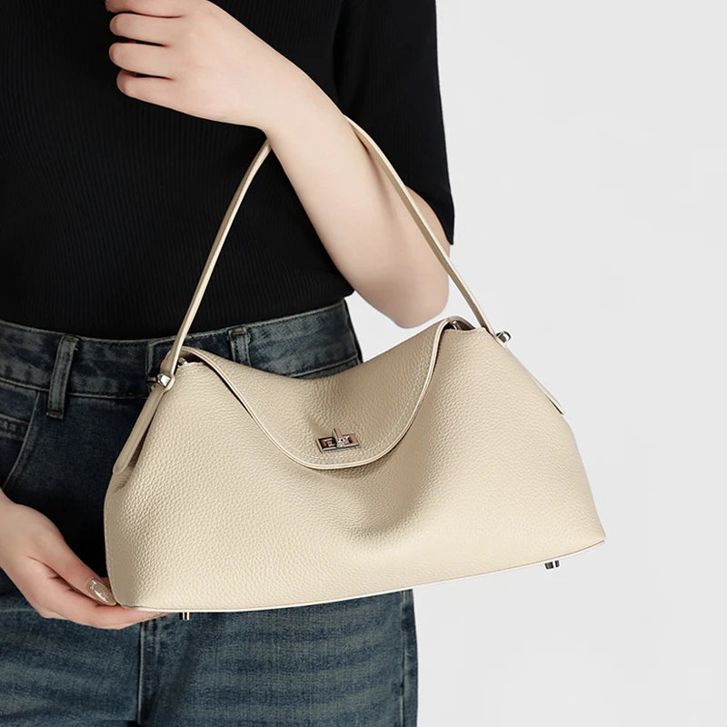 Chelles, sac à main rétro en cuir véritable, ligne luxe, vue produit 2 (2 sur 12)