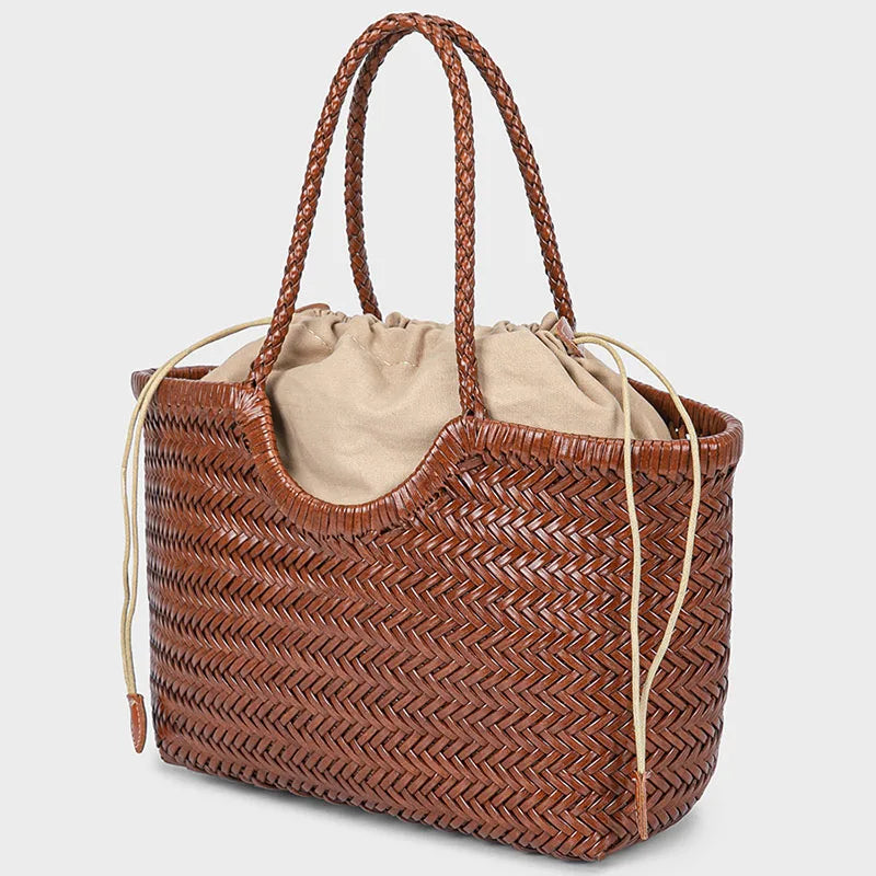Hyères, sac à main en cuir véritable, bandoulière tissée, vue produit 7 (7 sur 8)