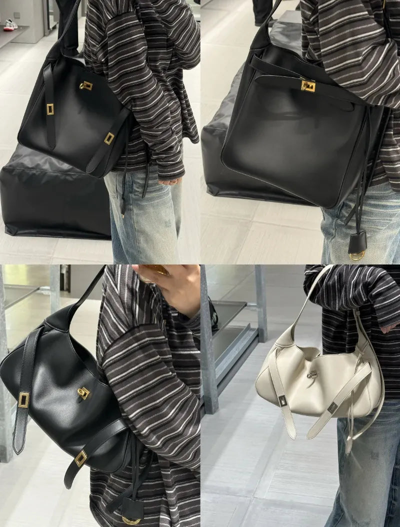 Nice, cabas en croûte de cuir, boucle ceinture, vue produit 6 (6 sur 14)