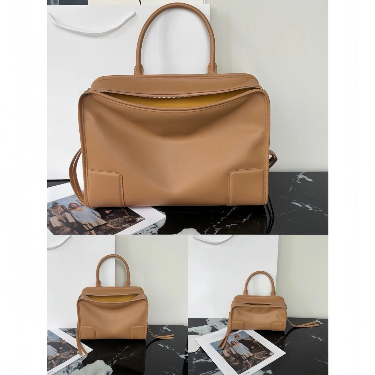La Roche-sur-Yon, sac à main en cuir véritable, port épaule, vue produit 11 (11 sur 16)