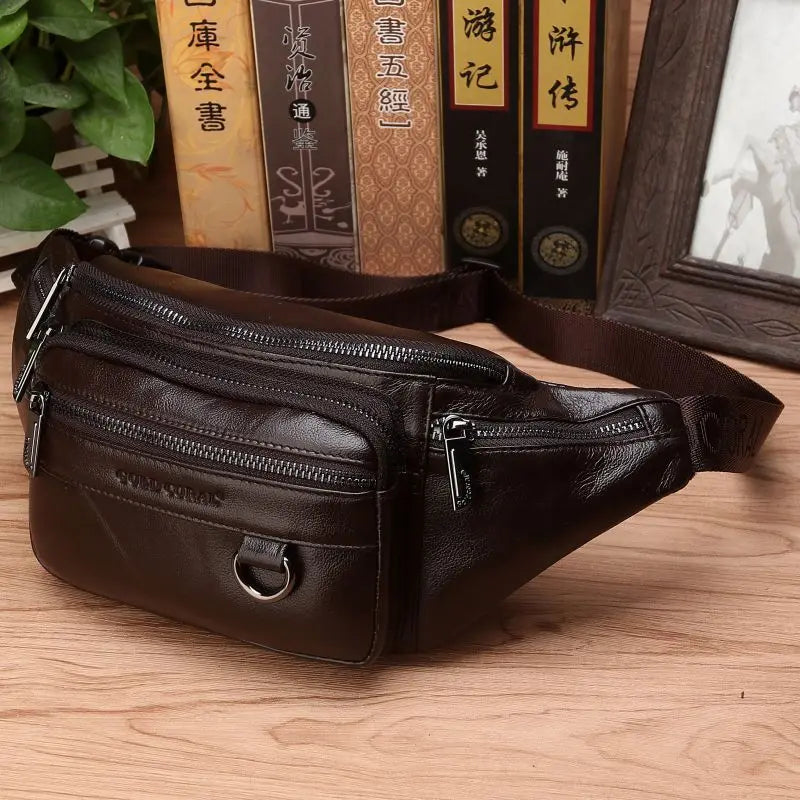 Bayonne, sac banane en cuir véritable, 22 cm, sangle 110 cm, vue produit 2 (2 sur 9)