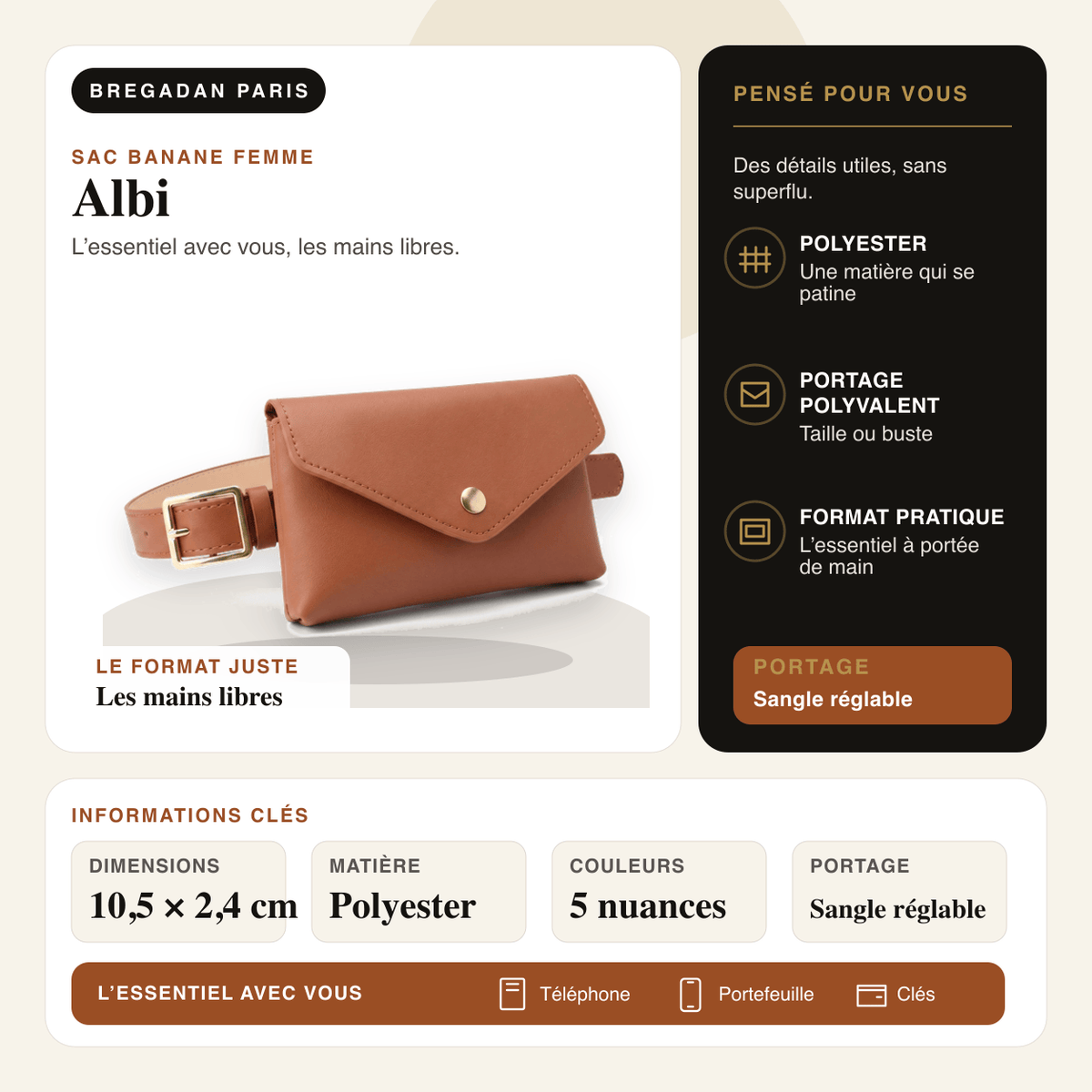 Albi — infographie Bregadan V3 : polyester, portage taille ou buste