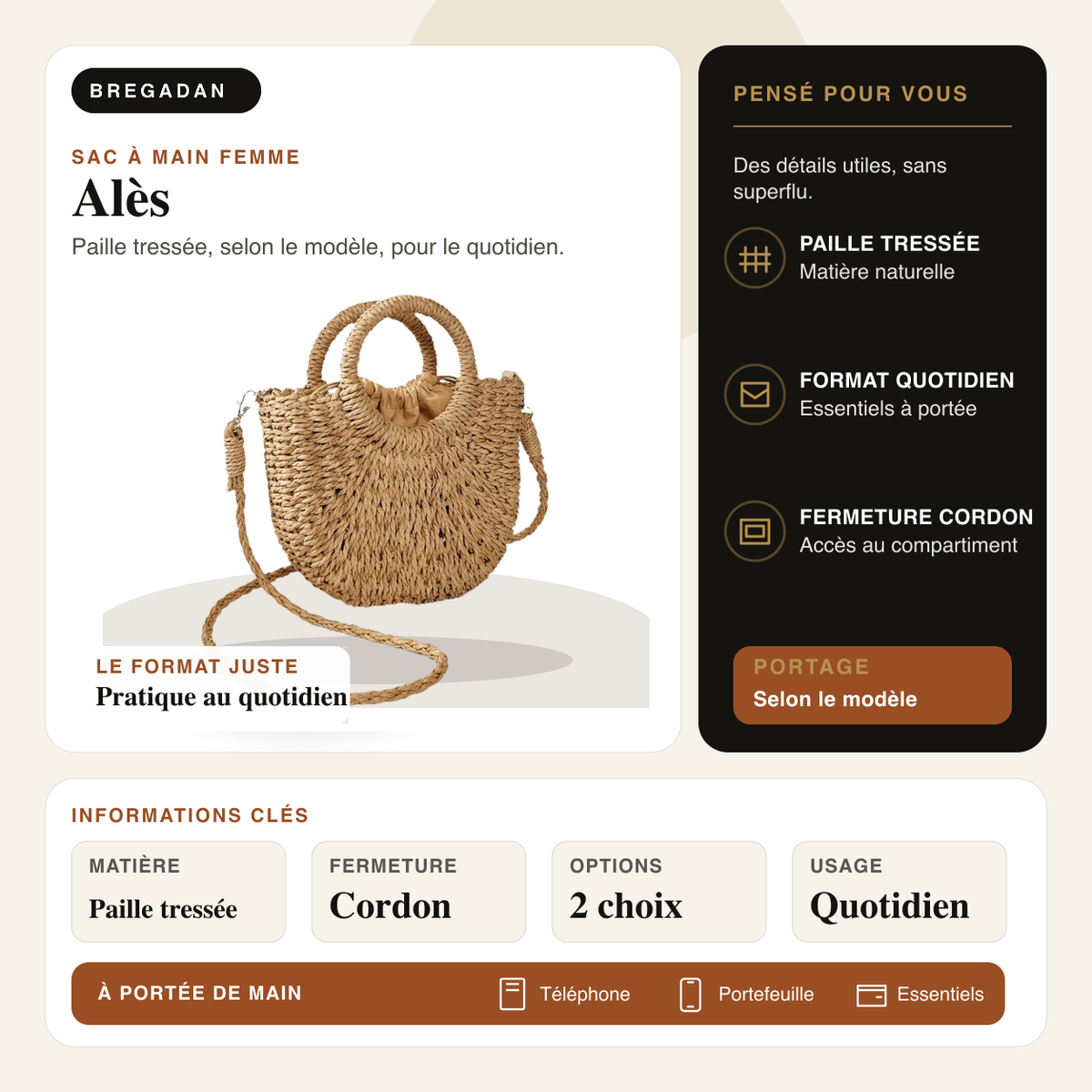Alès — infographie Bregadan V3 : paille tressée, selon le modèle