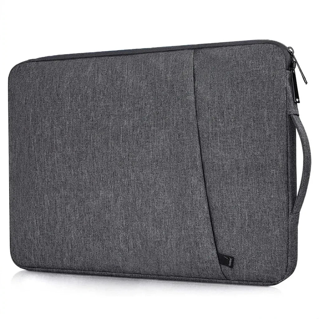 Argenteuil - Housse ordinateur simili cuir, poignée intégrée - packshot sur fond blanc, coloris gris anthracite