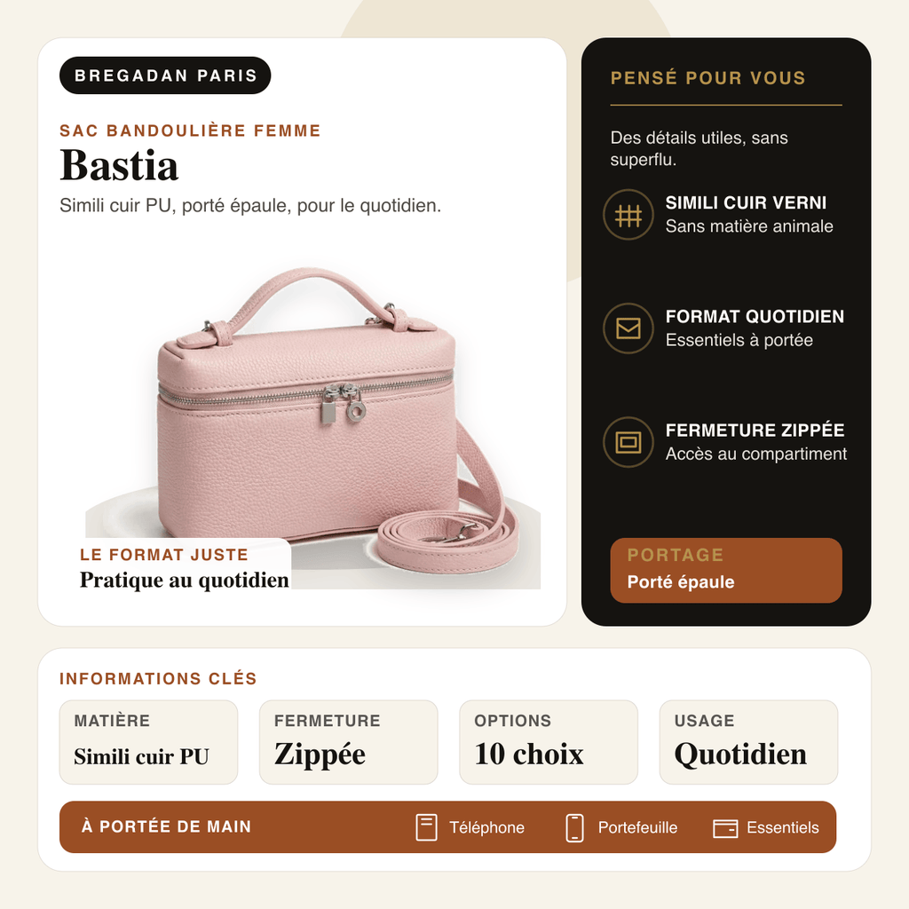 Bastia — infographie Bregadan V3 : simili cuir pu, porté épaule