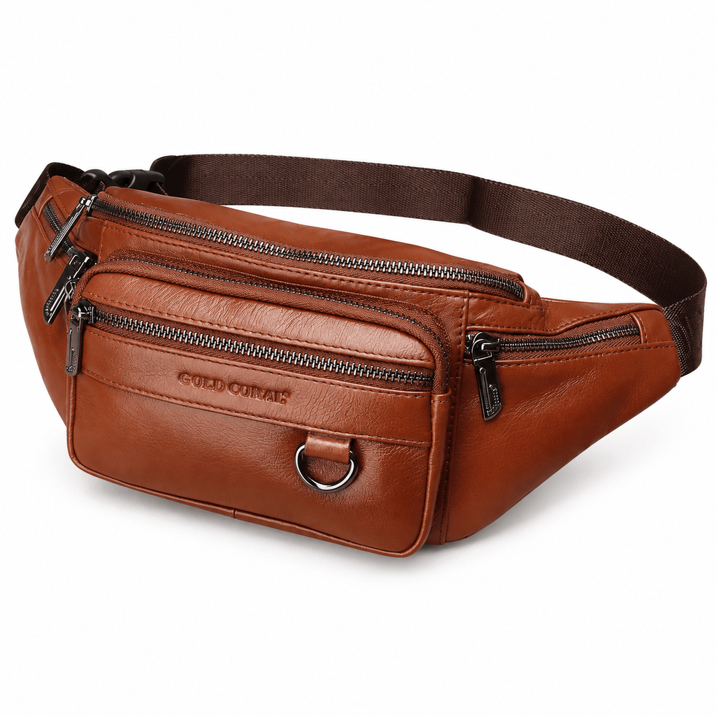 Bayonne — sac banane marron seul sur fond blanc