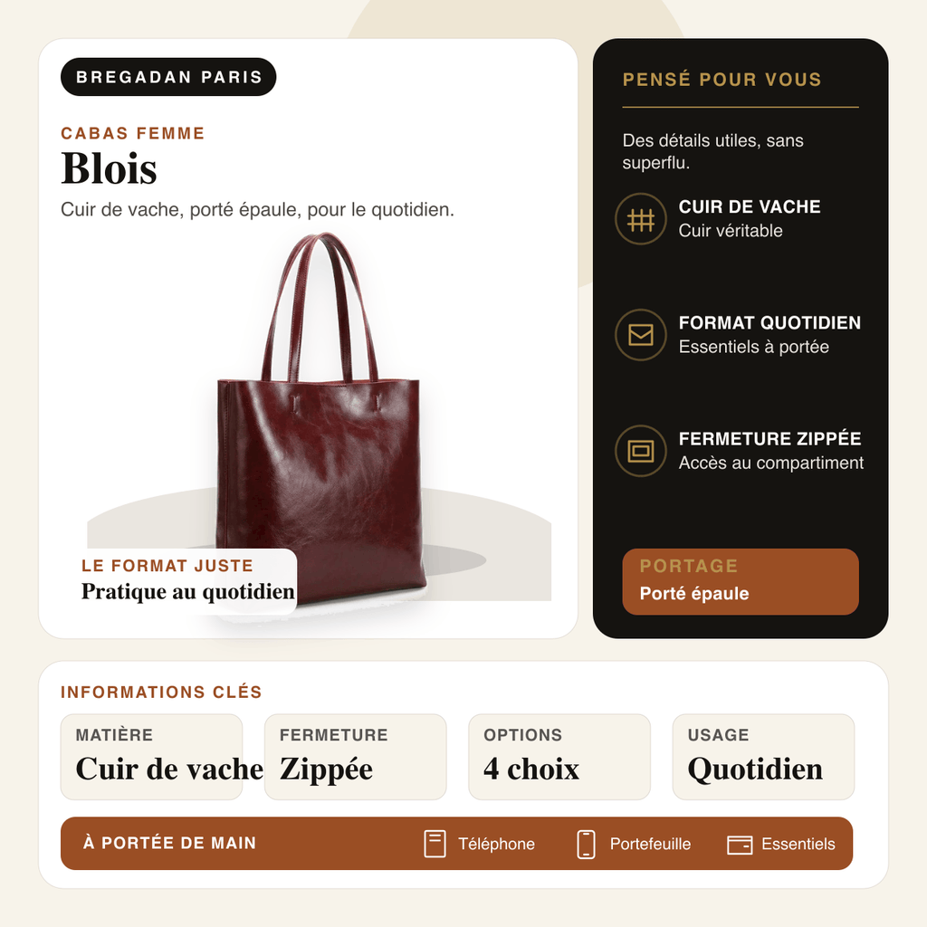 Blois — infographie Bregadan V3 : cuir de vache, porté épaule