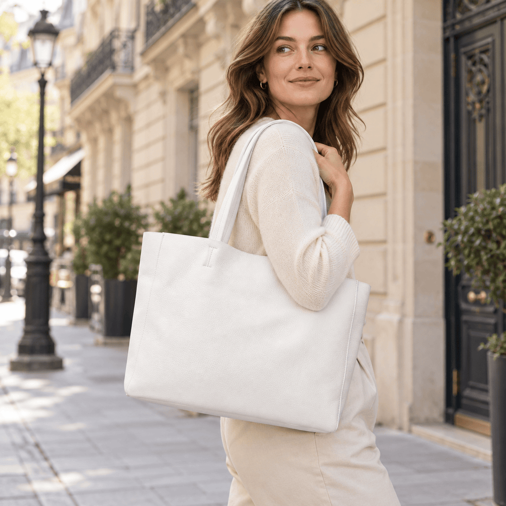 Bordeaux — Blanc — cabas porté à l'épaule