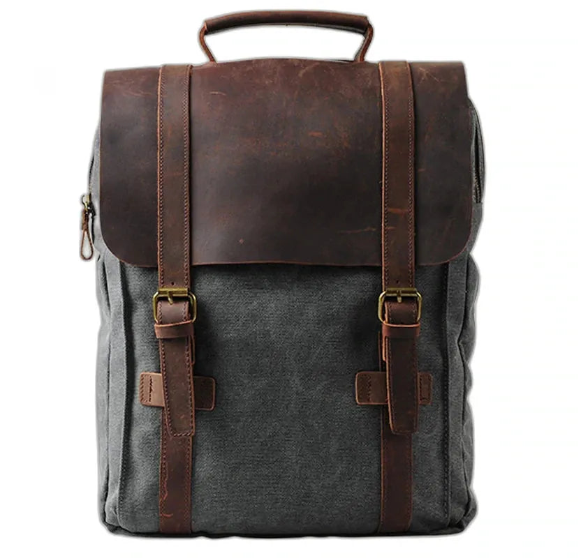 Bourges, sac à dos en toile et cuir, esprit militaire, photo principale (1 sur 13)