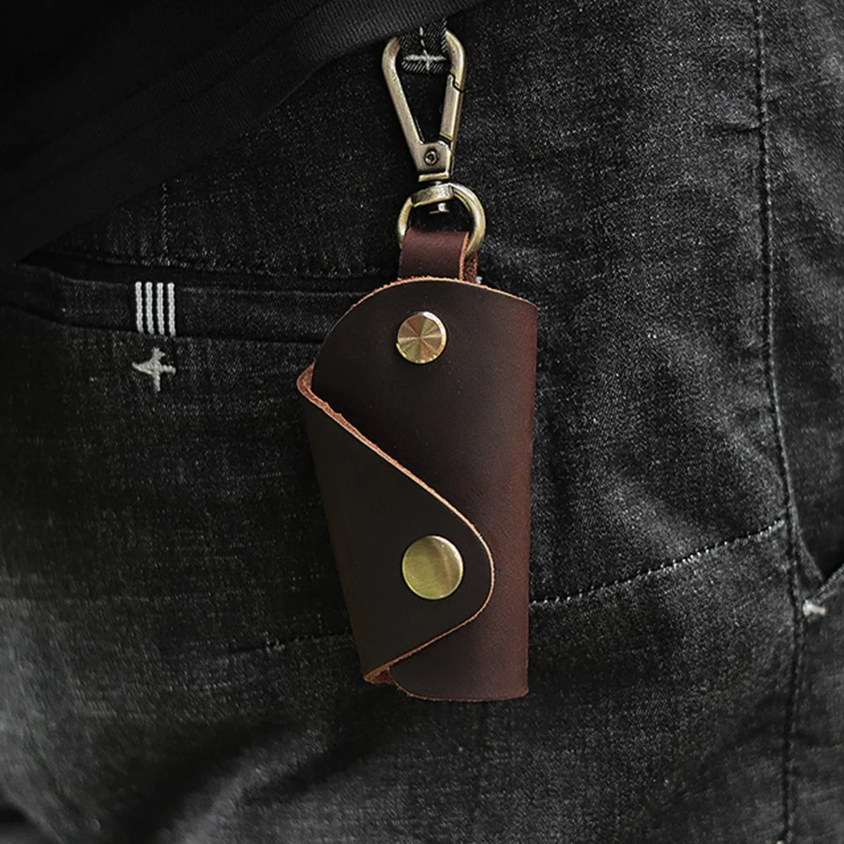 Amiens, étui porte-clés vintage en cuir véritable, vue produit 6 (6 sur 12)