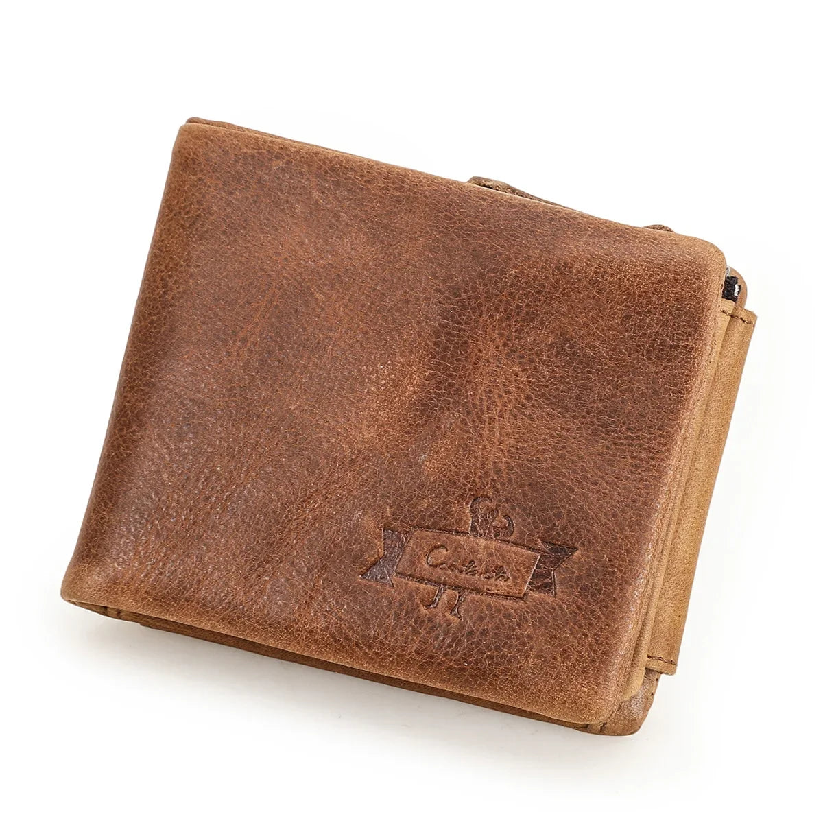 Cannes, portefeuille en cuir crazy horse, trois volets, vue produit 2 (2 sur 9)