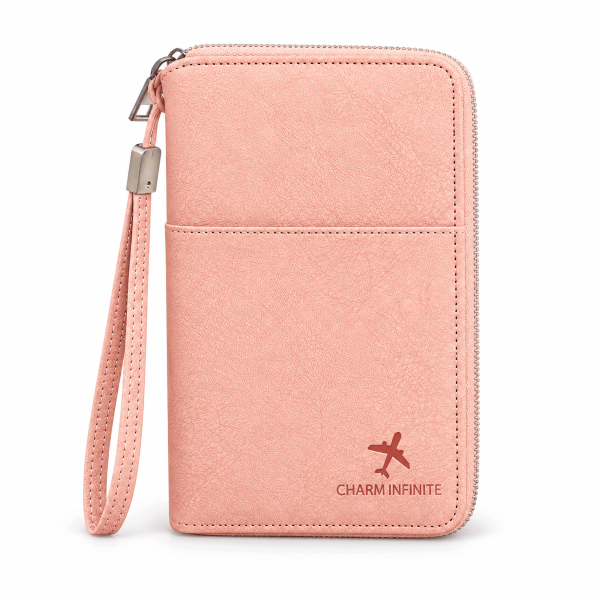 Cherbourg-en-Cotentin — Rose — porte-passeport zippé sur fond blanc