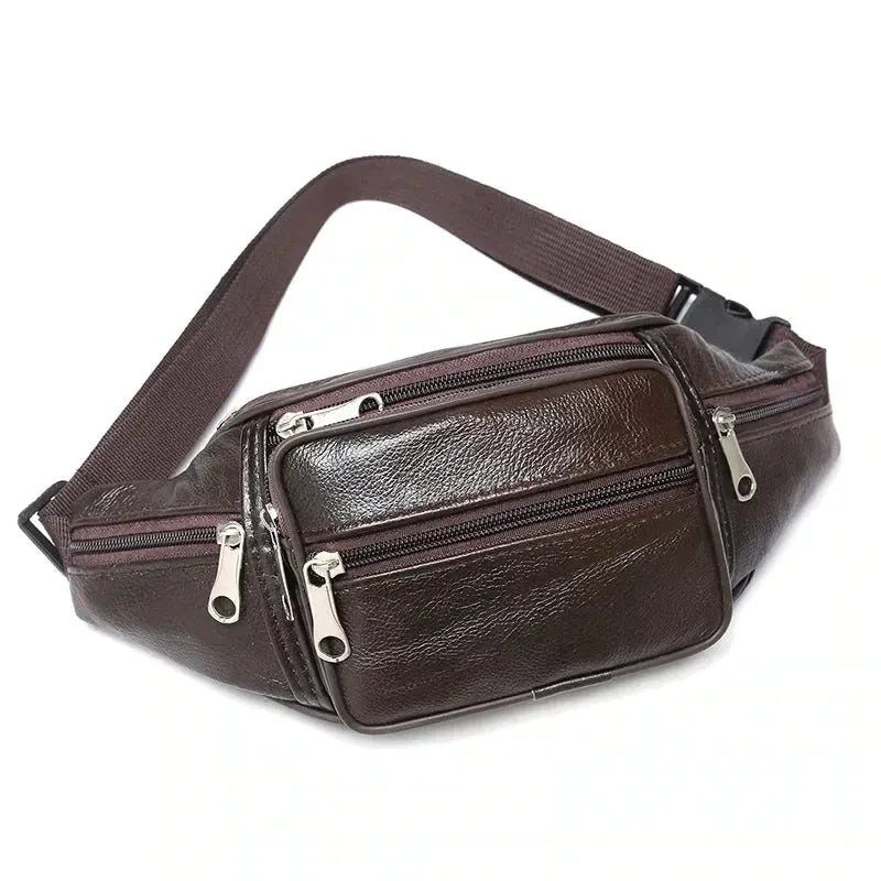 Cholet, sac banane en cuir pleine fleur, multi-poches, vue produit 2 (2 sur 10)