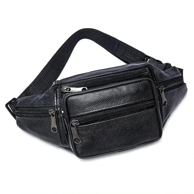 Cholet, sac banane en cuir pleine fleur, multi-poches, vue produit 3 (3 sur 10)