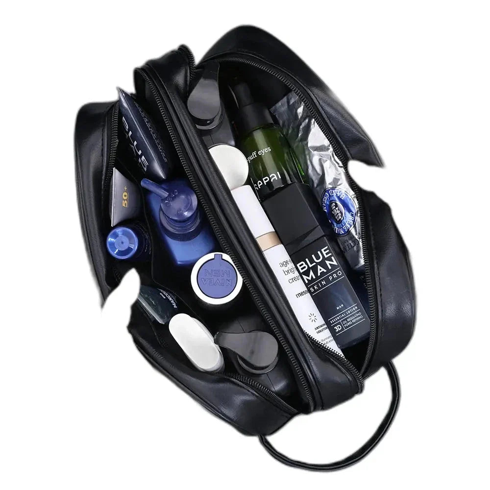 Échirolles, trousse de toilette simili cuir, double couche, vue produit 3 (3 sur 9)
