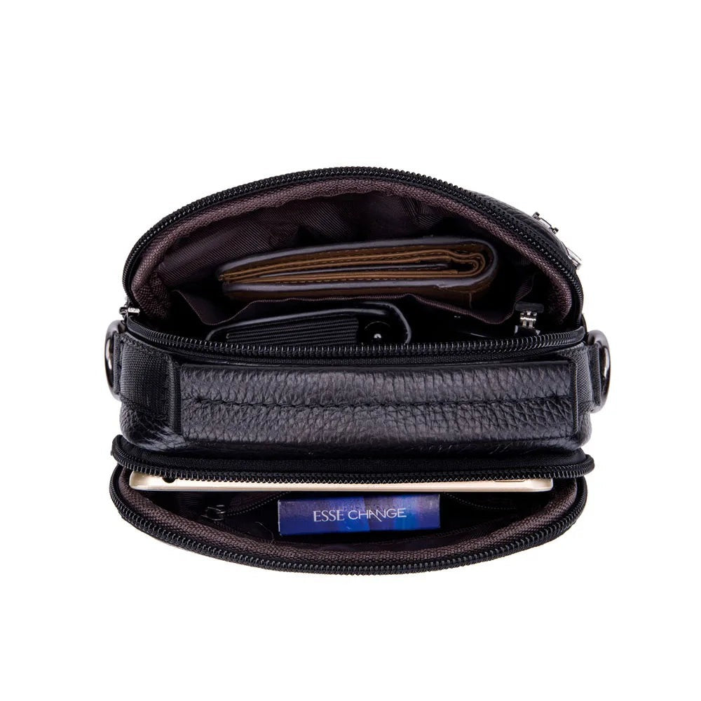 Sacoche bandoulière cuir Gagny, intérieur ouvert