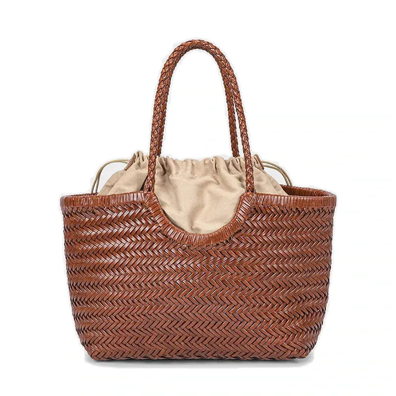 Hyères, sac à main en cuir véritable, bandoulière tissée, vue produit 2 (2 sur 8)
